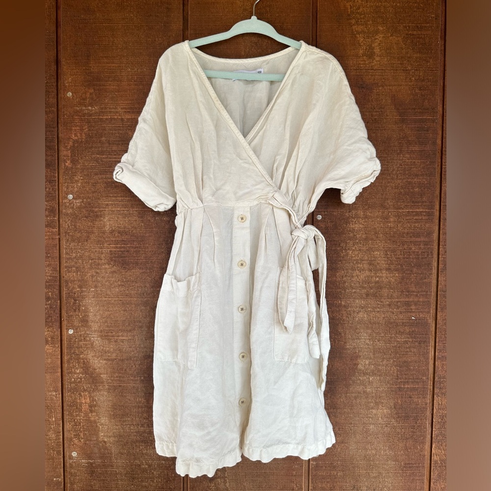 Zara Cream Kids Dress with Button Detail